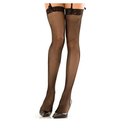 Rene Rofe Lace Top Fishnet Thigh High Stockings - Model 1234 - Women's Intimate Lingerie for Sensual Leg Appeal - One Size (2-14)
