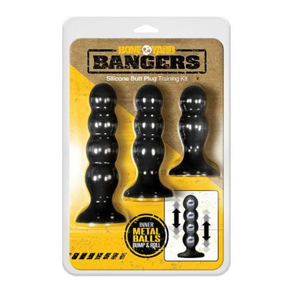 Boneyard Bangers Silicone Butt Plug Training Kit - Model BB-TPK-001 - Unisex Anal Pleasure - Black