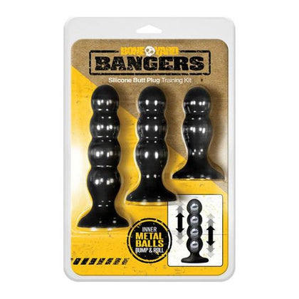 Boneyard Bangers Silicone Butt Plug Training Kit - Model BB-TPK-001 - Unisex Anal Pleasure - Black - Adult Naughty Store