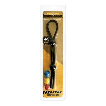 Boneyard Double Cock Leash Black - Adjustable Silicone Cock Ring with Color Coded Latches for Endless Pleasure - Model DCL-001 - Male - Shaft and Balls Stimulation - Black