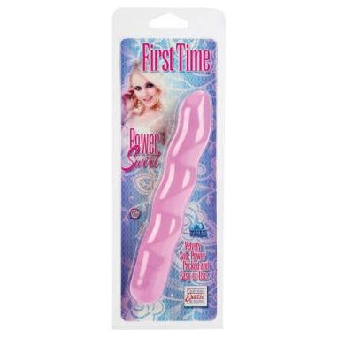 Cal Exotic's First Time Power Swirl Pink Velvet Soft Vibrating Pleasure Toy FT-PS01 for Women - G-Spot Stimulation - Adult Naughty Store