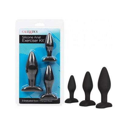 Silicone Anal Exerciser Kit - Model X3 - Unisex Anal Training Set for Sensual Pleasure - Black