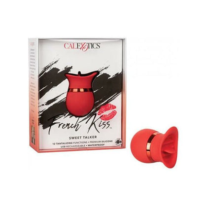 Introducing the Sensuelle French Kiss Sweet Talker Compact Massager - Model FKST-12X - For Women - Tongue-like Tip - Pleasure on the Go - Ravishing Red - Adult Naughty Store