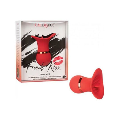 Introducing the French Kiss Charmer Sensual Flickering Teaser - Model FK-12X: A Passionate Full Coverage Arousal Toy for All Genders, Designed for Exquisite Pleasure in a Sultry Shade of Seductive Red