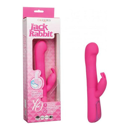 Introducing the Jack Rabbit Elite Beaded G Rabbit Vibrator - Model X123 - Pink - Female G-Spot & Clitoral Stimulation