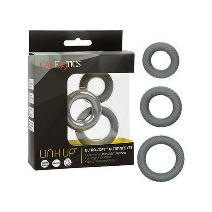 Link Up Ultra-Soft Ultimate Set - Graduated Silicone Cock Rings for Enhanced Pleasure - Model LUS-003 - Male - Stimulates and Supports for Explosive Pleasure - Grey