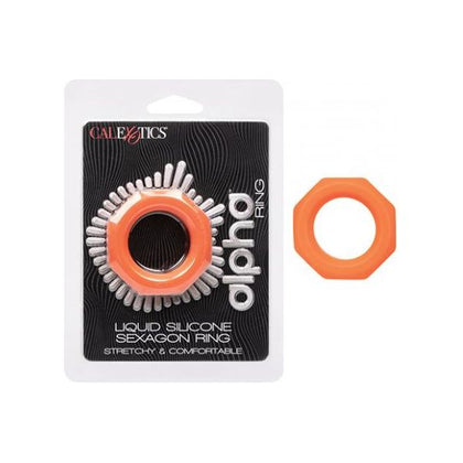 Alpha Liquid Silicone Sexagon Ring - Model A1X2 - Male Pleasure Enhancer - Orange - Adult Naughty Store