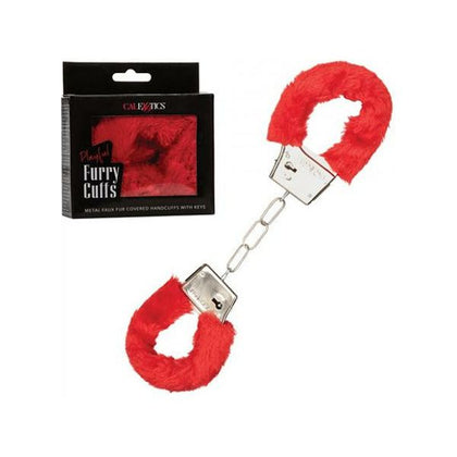 Introducing the LuxeLock Furry Cuffs - Model X3: The Ultimate Red Pleasure Restraints for Couples