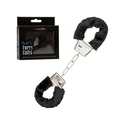 Introducing the LuxeLust Playful Furry Cuffs - Model X2: The Ultimate Sensation for Enhanced Pleasure - Unleash Your Desires with these Exquisite Black Faux Fur Handcuffs