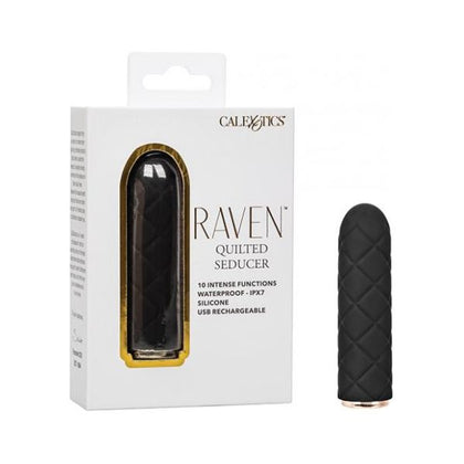 Luxe Pleasure Raven Quilted Seducer Mini Massager - Model RQ-500X: Versatile Gender-Inclusive Quilted Pleasure Companion for Intense Stimulation - Sleek Black - Adult Naughty Store