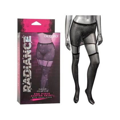 Radiance Plus Size One Piece Garter Skirt with Thigh Highs - Black (Model RS-3X)