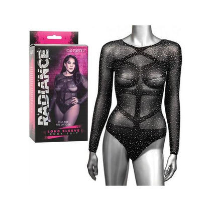 Introducing the Exquisite Elegance: Radiance Plus Size Long Sleeve Body Suit - Model RLS-001, Unisex, Sensational Pleasure, Size Qn - Adult Naughty Store