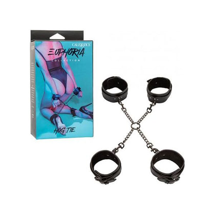 Euphoria Collection Velvet Hog Tie Set - Model X123 - Unisex Bondage Restraint for Sensual Pleasure - Black - Adult Naughty Store