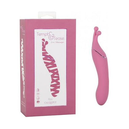 Introducing the Luxuria Sensual Pleasures Tempt & Tease Kiss Dual-Sided Massager - Model TTK-1001 for Women - G-Spot and Clitoral Stimulation - Pink - Adult Naughty Store