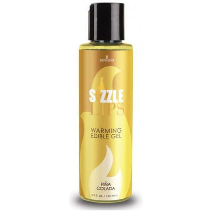 Introducing the Sensational Sizzle Lips Pina Colada Warming Gel 4.2oz: The Ultimate Edible Pleasure Enhancer! - Adult Naughty Store