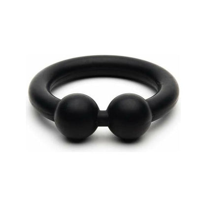 Sport F*cker Bullring Black Silicone Cock Ring - Enlarged Metal-Like Bendable Pleasure Enhancer for Men