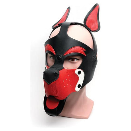 XPlayful Pup Hood 665 - Dog Role Play Fetish Hood for Men in Black, White, and Red