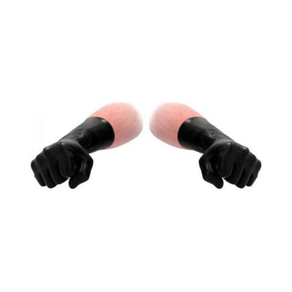 Shots Fist It Latex Short Gloves - Unisex Hygienic Play Gloves for Intense Pleasure - Model FI-LSG01 - Black - One Size - Adult Naughty Store