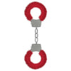 Ouch Furry Pleasure Handcuffs Red - Adult Naughty Store