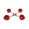 Ouch! Leather Hand and Leg Cuffs - Deluxe Bondage Set for Enhanced Pleasure - Model HLC-200 - Unisex - Red