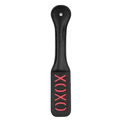 Ouch XOXO Paddle Black - Leather BDSM Spanking Toy for Submissive Pleasure - Model XOXO-001 - Unisex - Intense Impact Play - Black