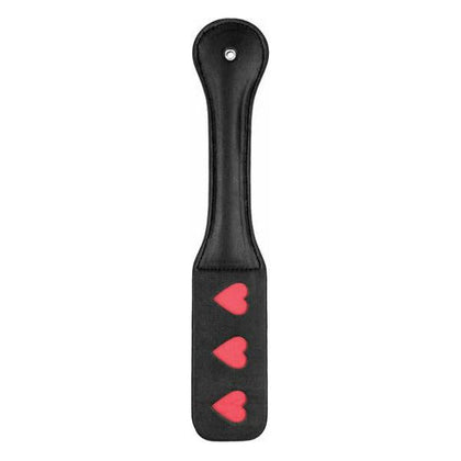 Impression Paddle Black: Intense Hearts Leather Spanking Paddle - Model 12.4x2.2 - Unisex - Pleasure for Impact Play - Black