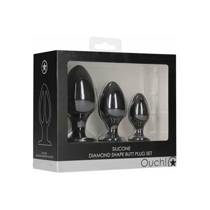 Shots Ouch Diamond Shape Butt Plug Set - Black: The Ultimate Pleasure Experience for All Genders