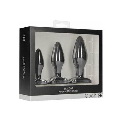 Ouch Apex Silicone Butt Plug Set - Model A1 - Unisex Anal Pleasure - Black