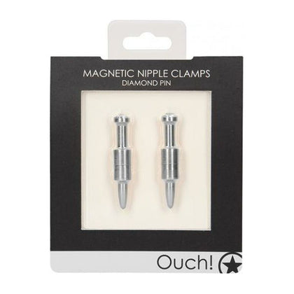 Shots Ouch Diamond Pin Magnetic Nipple Clamps - Silver