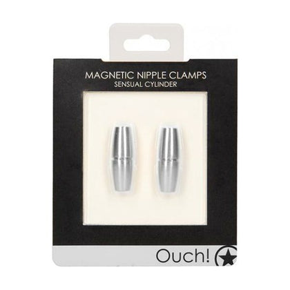 Shots Ouch Sensual Cylinder Magnetic Nipple Clamps - Silver