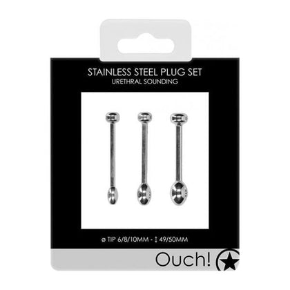 Introducing the Shots Ouch Urethral Sounding Metal Plug Set - Model X3, a Sensational Unisex Pleasure Toy for Mind-Blowing Stimulation! - Adult Naughty Store