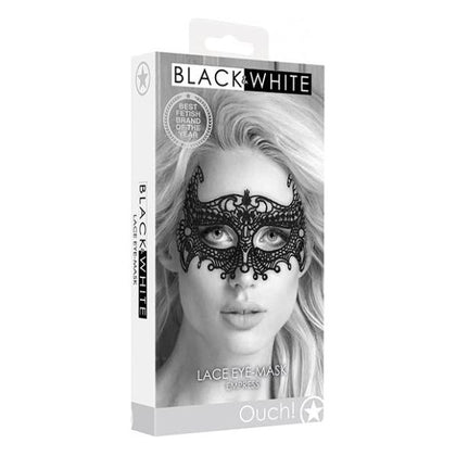 Empress Black Lace Eye Mask - Handmade Lightweight Seductive Mystery Accessory for Sensual Play, Proms, Weddings, and Costume Events - OUCH! Shots Ouch Black & White Lace Eye Mask - Model EM-001 - Women's Intimate Pleasure - Elegant Black Design
