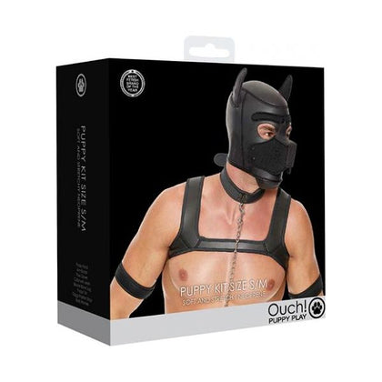 Ouch! Puppy Play Complete Kit - Sm Black: The Ultimate Neoprene Training Set for Submissive Pups - Adult Naughty Store