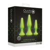 Ouch! Butt Plug Set - Glow In The Dark - Model BPG-001 - Unisex - Anal Pleasure - Fluorescent Green - Adult Naughty Store