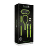 Ouch! Glow-In-The-Dark Bondage Kit #1 - Complete Pleasure Set for Couples - Wrist Cuffs, Breathable Ball Gag, Dice, Paddle, and Eye Mask - Fluorescent Green Glow - Unleash Your Kinky Side - Adult Naughty Store