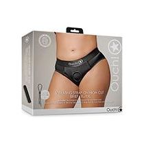Ouch! Vibrating Strap-On High-Cut Brief - Model VSB-100XL/XXL - Unisex Strap-On Panties for Thrilling Pleasure - Black