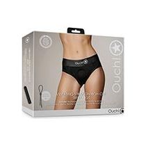 Ouch Vibrating Strap-On High-Cut Brief - Model XSVS01 - Unisex - Thigh and Hip Pleasure - Black