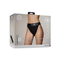 Ouch! Vibrating Strap-On Panty Harness with Open Back - Model XSVS01 - Women's Strap-On Panties for Sensual Pleasure - Black
