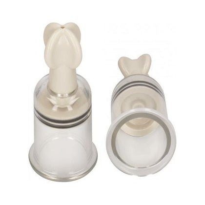 Introducing the Clear Medium Pumped Nipple Suction Set - Model NP-4M: Enhance Sensation and Pleasure for All Genders - Adult Naughty Store