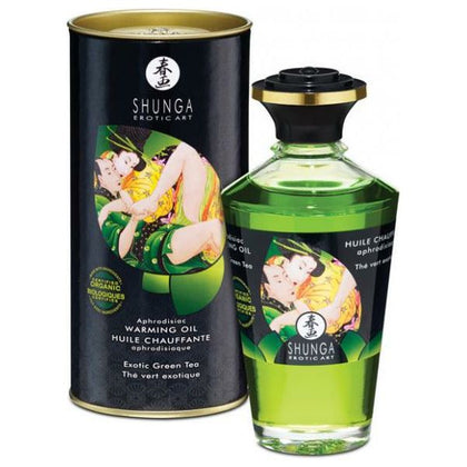 Introducing Shunga Organica Warming Oil - 3.5 Oz Green Tea: The Sensual Elixir for Intimate Pleasure