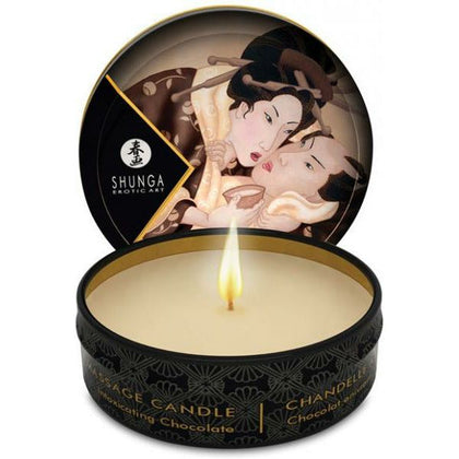 Shunga Excitation Mini Massage Candle - Intoxicating Chocolate 1oz: Sensual Soy-Based Ambiance Candle and Massage Oil for Romantic Getaways - Adult Naughty Store