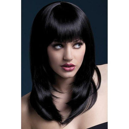 Smiffy The Fever Wig Collection - Tanja Black Feathered Cut Fringe Wig (48cm) for Women