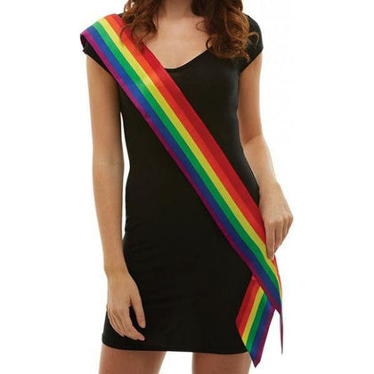 Smiffys Rainbow Sash O-S: Vibrant Multi-Colored Polyester Lingerie for All Genders, Perfect for Sensual Pleasure, One Size
