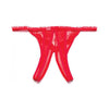 Shirley of Hollywood Scalloped Embroidery Crotchless Thong Panty - Red, O-S, Women's Lingerie, Model: SE-532-RED-O-S