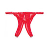 Shirley of Hollywood Scalloped Embroidery Crotchless Thong Panty - Red, O-S, Women's Lingerie, Model: SE-532-RED-O-S - Adult Naughty Store