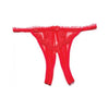 Shirley of Hollywood Scalloped Embroidery Crotchless Thong Panty - Red, O-S, Women's Lingerie, Model: SE-532-RED-O-S - Adult Naughty Store