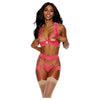 Showtime Lace Underwire Peek-a-Boo Bra, Garterbelt & G-String Set - Shirley of Hollywood 2X Women's Coral Lingerie for Seductive Intimate Moments - Adult Naughty Store