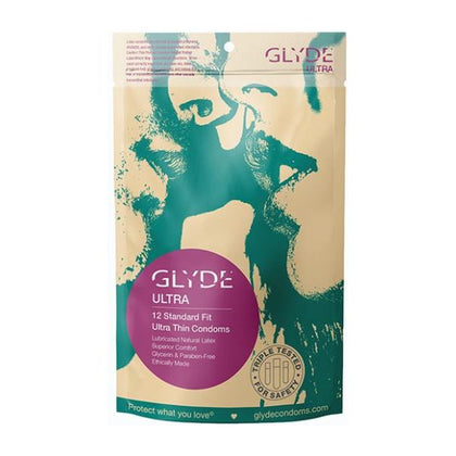 UNION Glyde Ultra Thin Condoms - Pack of 12 | Standard-Medium Size, Vegan-Friendly, Triple Tested | Enhance Pleasure and Safety