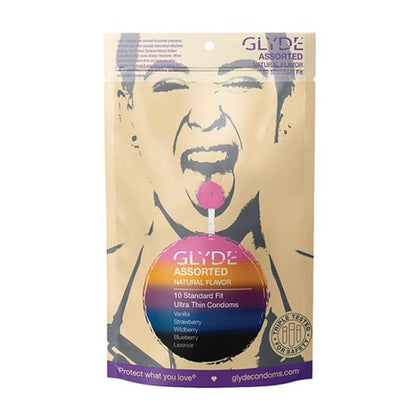 UNION Glyde Assorted Flavors Condoms - Pack of 10: Standard-Medium 54mm Straight Shaft, Flared Head, Ultra-Thin, Vegan-Friendly, No Harmful Chemicals, Triple Tested for Safety and Performance