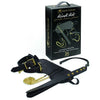 Spartacus Little Black Box Pleasure Kit - Sensual BDSM Set for All Genders - Blindfold, Whip, Nipple Clamps, and Cuffs - Gold Accents - Enhance Your Sensory Experience